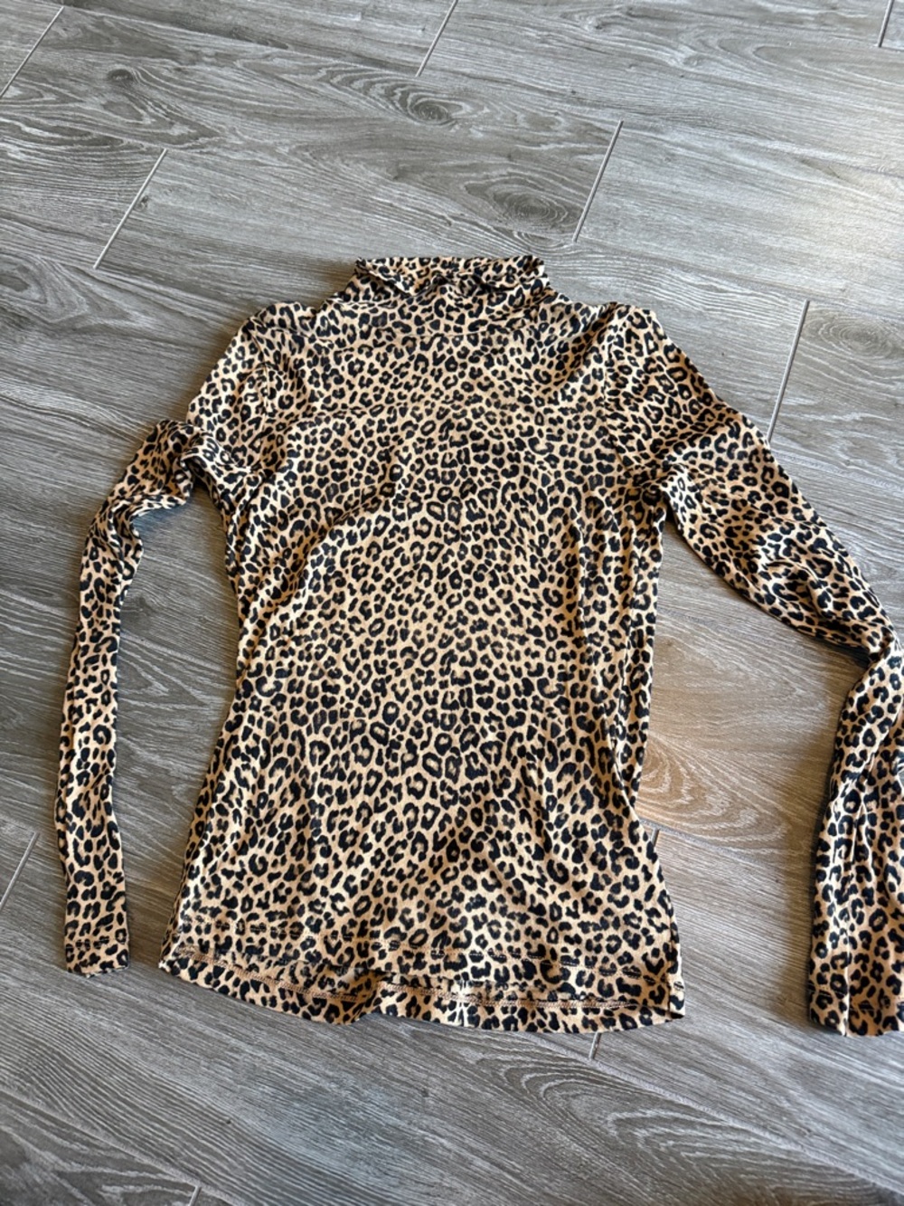J.Crew Leopard Print Mock Neck Top in Tan and Black